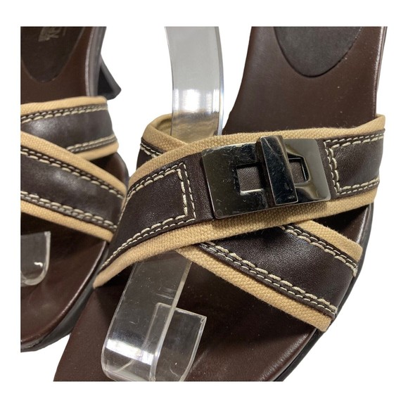 Aerology Aerosoles Holly Sandals Women's 9M Heels Brown Leather Criss Cross Toe - Picture 4 of 9